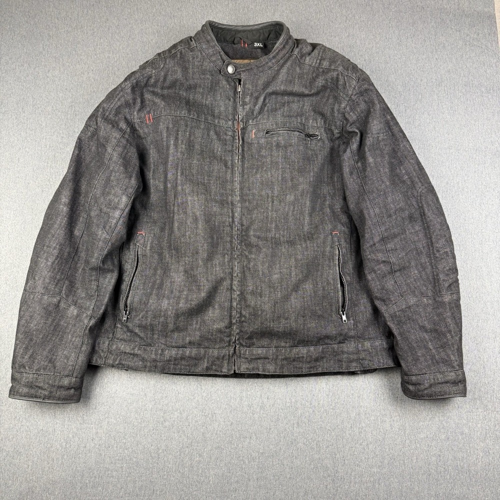 Speed and Strength Motorcycle Jacket Mens 3XL Gray Denim Kevlar Inserts Armored